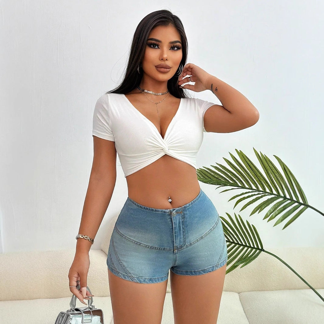 Women Clothing Sexy Skinny Stretchy Slimming Denim Shorts