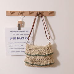 Crossbody Lace Straw Bag Ruffled Summer Color Straw Bag Woven Bag Seaside Beach Vacation Bag
