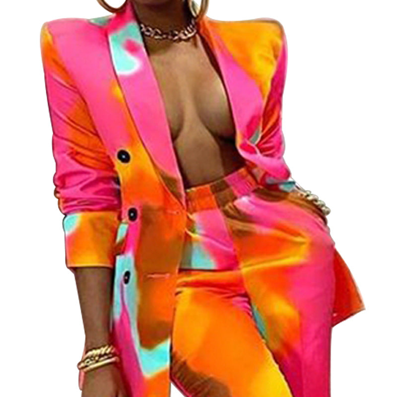 Popular Black Women Clothing Autumn New Printed Fashionable Jacket Suit Casual Suit Blazer