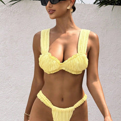 Women Bikini Sexy Split Swimsuit Summer Bikini Women Solid Color Swimsuit