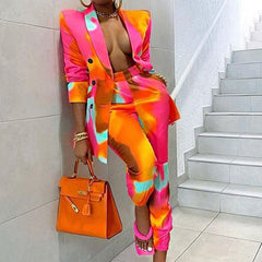 Popular Black Women Clothing Autumn New Printed Fashionable Jacket Suit Casual Suit Blazer