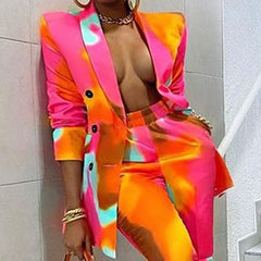 Popular Black Women Clothing Autumn New Printed Fashionable Jacket Suit Casual Suit Blazer