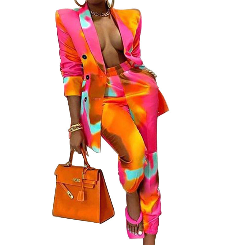 Popular Black Women Clothing Autumn New Printed Fashionable Jacket Suit Casual Suit Blazer